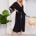 thumbnail image 4 of qelini Womens Cover up Beach Long Sleeve Sun Protection Swimsuit Cover Up Solid Color Beach Vacation Summer Tunic, 4 of 5