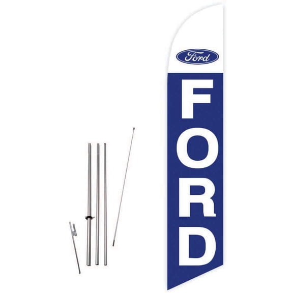 Cobb Promo Ford Blue Feather Flag with Complete 15ft Pole kit and Ground Spike