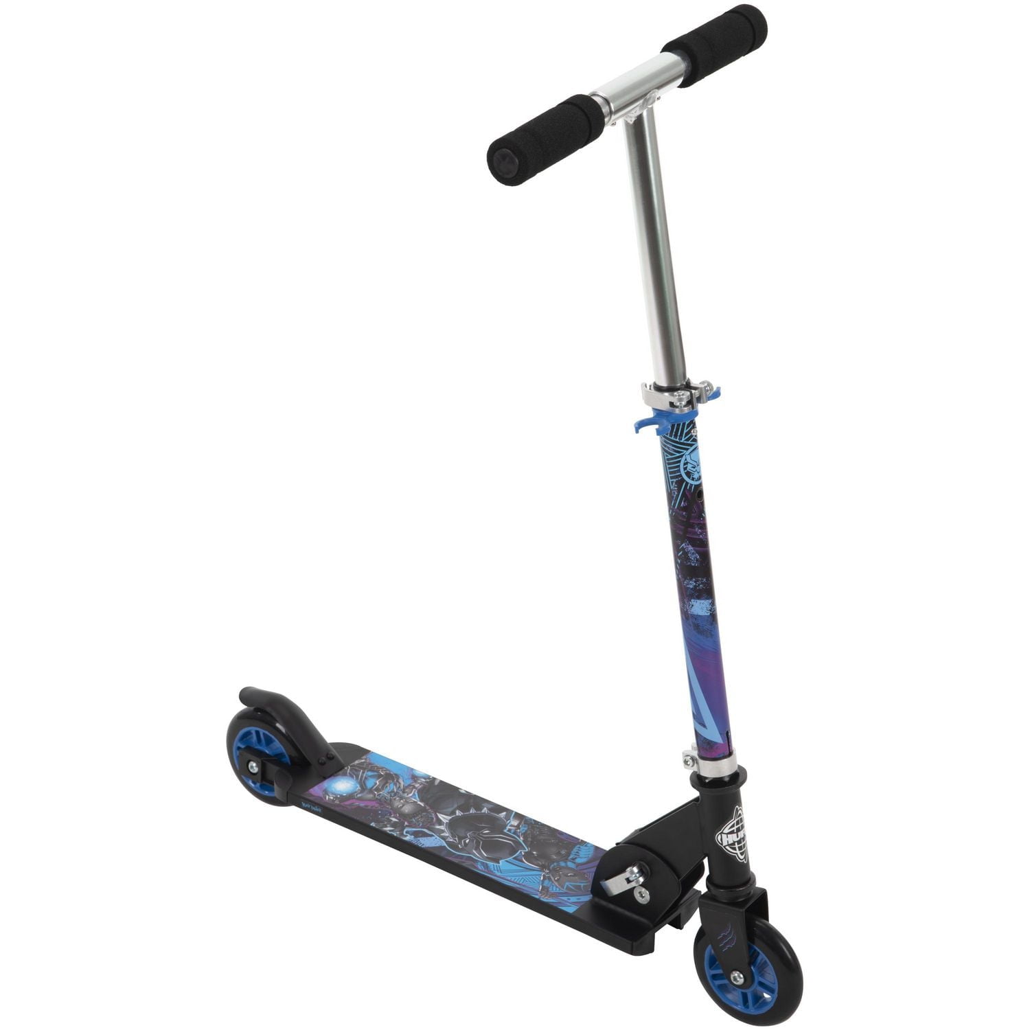 La trottinette Marvel Black Panther à 2 roues alignées en Aluminium pour Garçons, par Huffy, noir