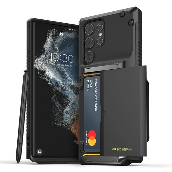 VRS Design Phone Case for Galaxy S22 Ultra (2022), [Damda Glide Pro] Premium Sturdy Semi Auto Wallet [4 Cards] Phone Case (Black)