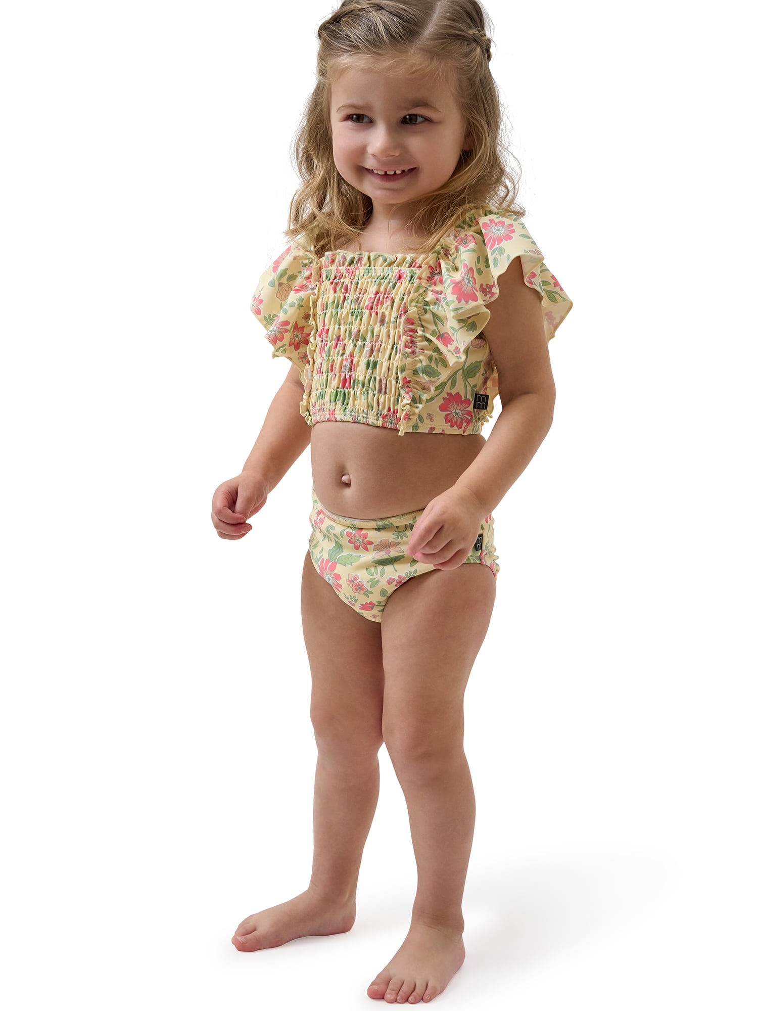 Modern Moments by Gerber Toddler Girl Two- Piece Swimsuit with Double Ruffle, Sizes 12M-5T