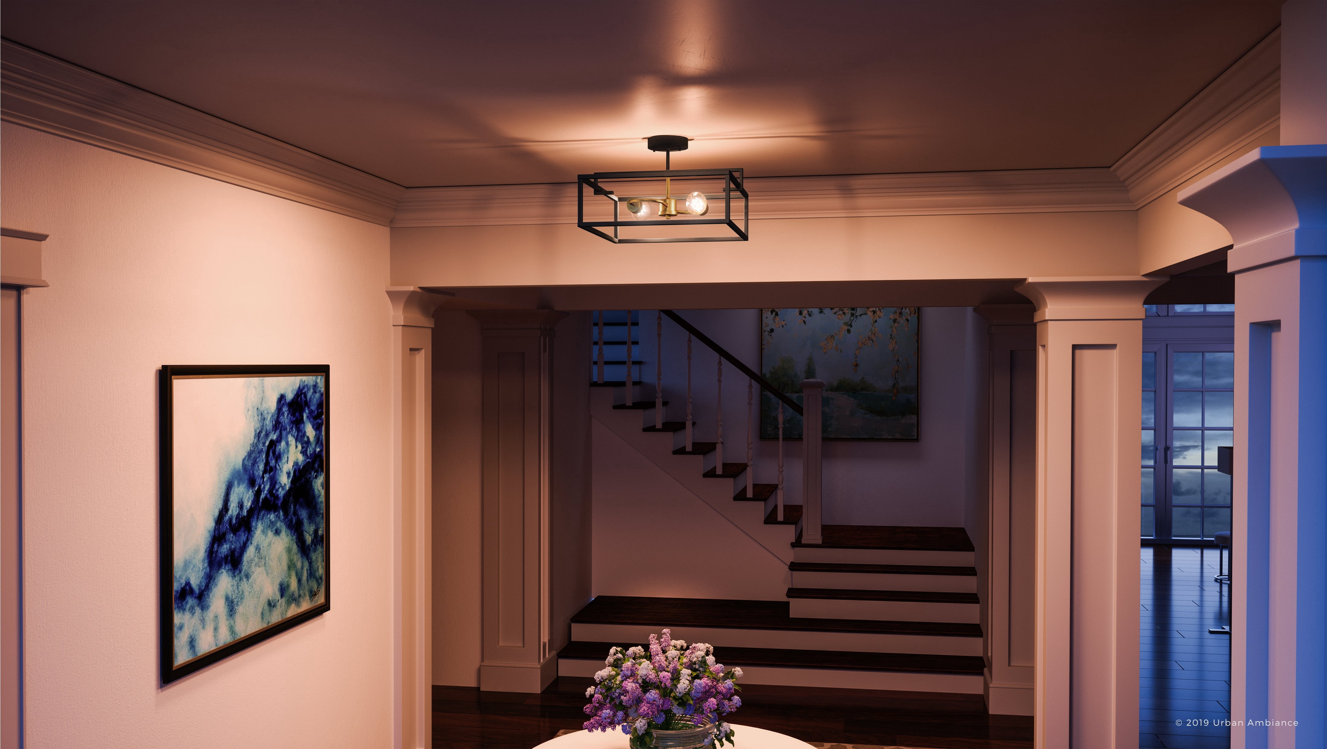 Luxury Modern Farmhouse Indoor Ceiling Light, 9.375''H x 17.25''W, with Cosmopolitan Style Elements, Modern Design, Charcoal Finish, UHP2800