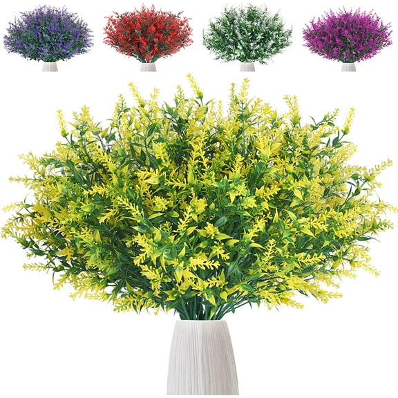 Viworld Artificial Flowers Fake Greenery Lavender Shrubs Bouquets UV Resistant Decoration Filler 8 Bundles
