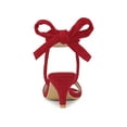 thumbnail image 2 of BLISSFUL STEP Mother's Day Women's Shoes Kitten Heel Ankle Strap Open Toe Bow Tie Sandals  Red 9, 2 of 7
