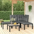 thumbnail image 1 of vidaXL Ensemble de Salon de Jardin 5 Pcs en Rotin Poly Noir et Gris, 1 of 5