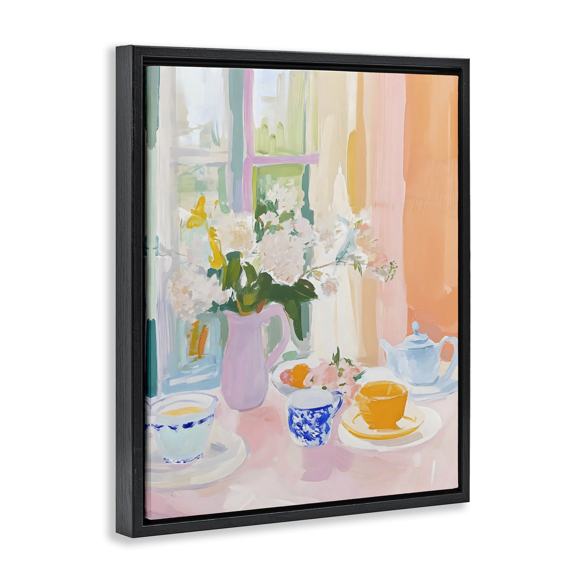 Stupell Industries Breakfast Still Life Abstraction Black Framed Floater Canvas Wall Art, design by The Prints Vibe