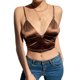 thumbnail image 1 of Camiseta sin mangas elástica corta Sin espalda Cuello en V profundo Camiseta ajustada sin mangas elástica con tirantes finos Marrón L, 1 of 6