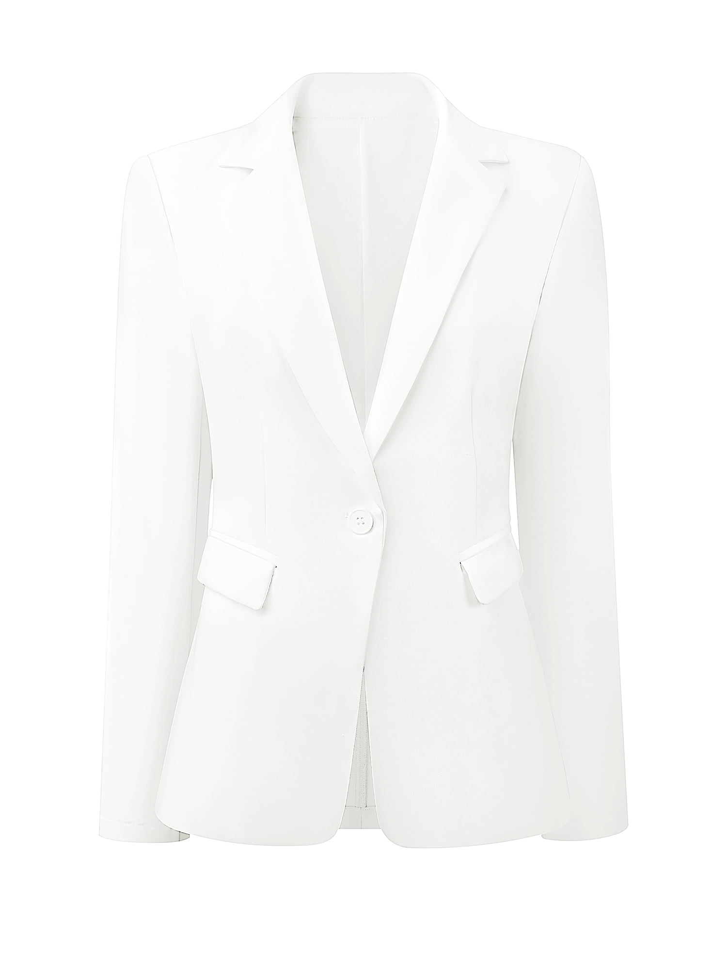 DARING DIVA Women's Lapel Collar Long Sleeve Suit Blazer Jacket S White