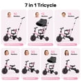 thumbnail image 6 of JoyStone 7 in 1 Folding Toddler Tricycle with Adjustable Canopy, Parental Control Handle, Detachable Backrest and Adjustable Seat and Handle, Push Tricycle Bike for 1-4 Year Old Boys and Girls, Pink, 6 of 13