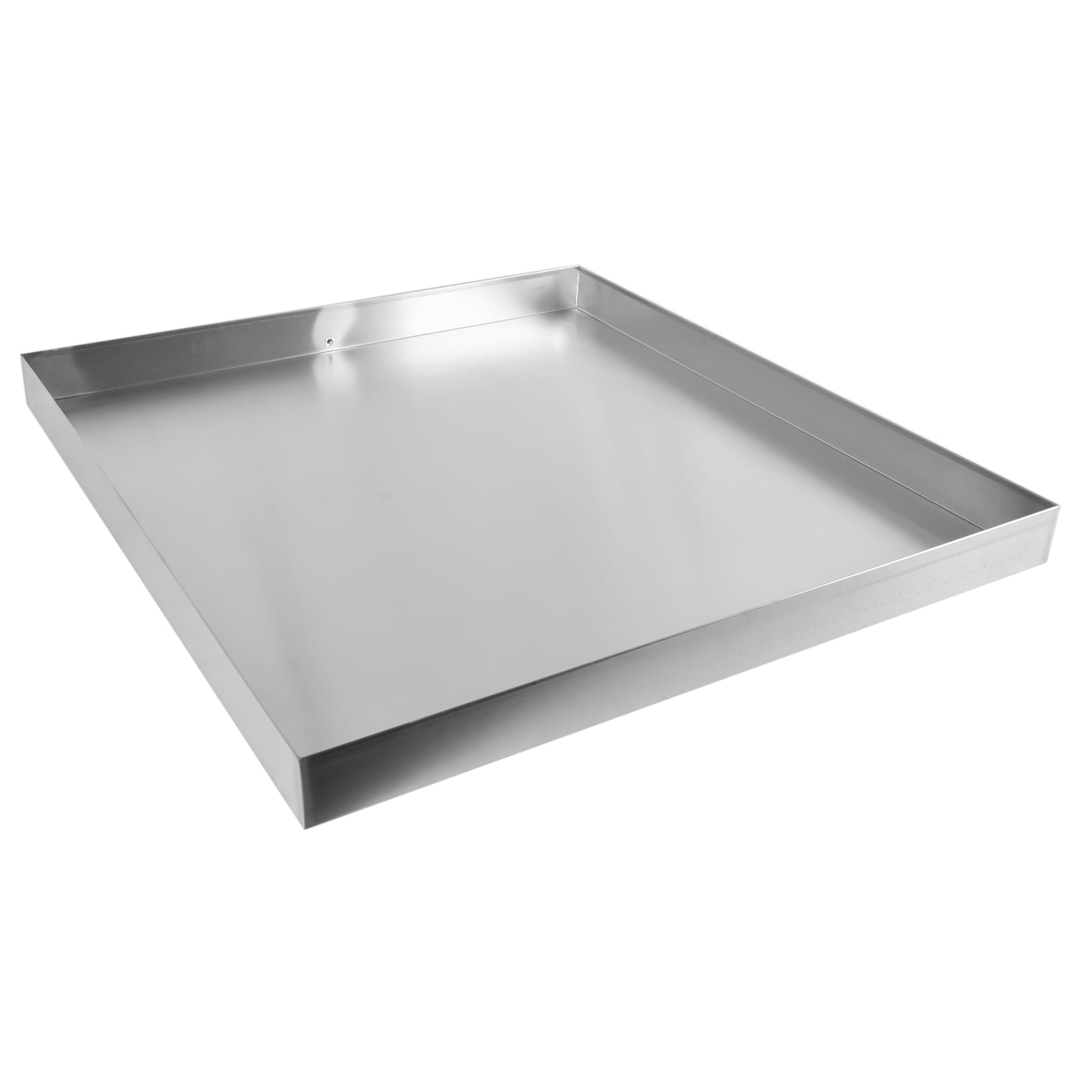 GELUOXI 32 x 30 x 2.5 Inch Washing Machine Pan Stainless Steel Washing Machine Drain Pan Heavy Duty Compact Washer Drip Tray with Drain Hole & Hose Adapter