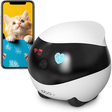 SE FamilyBot Home Camera Robot: 1080P Movable Pet Camera Indoor, Battery-Operated, Auto-Recharge, Night Vision, 2-Way Talk, Local Storage, APP Control