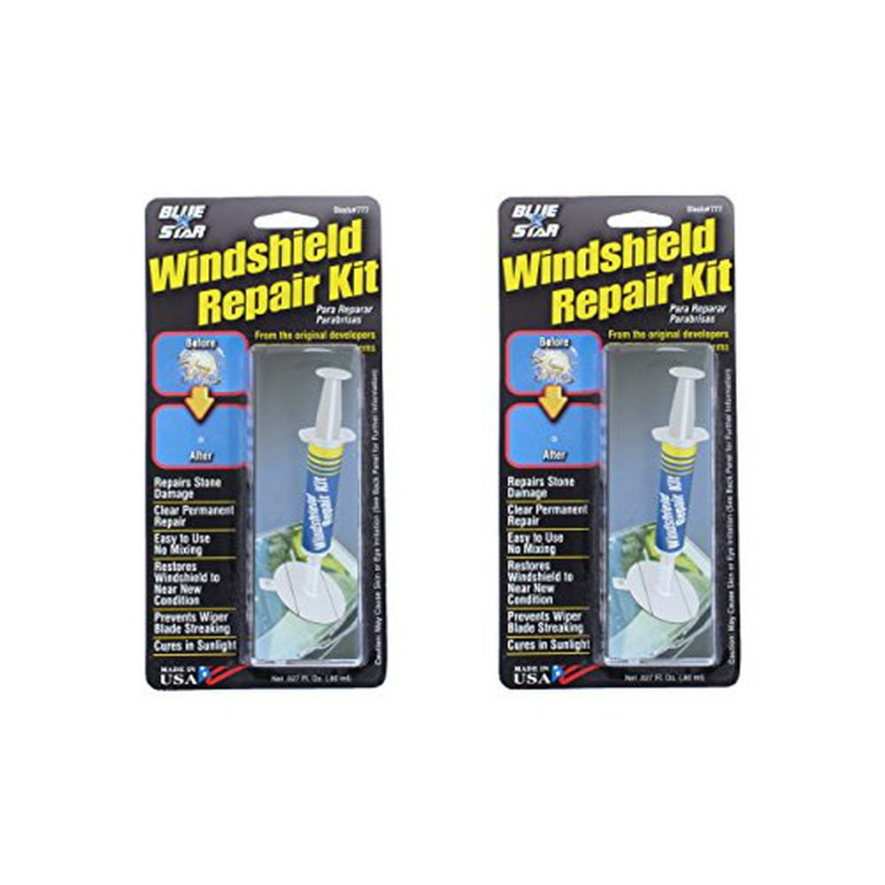 BlueStar Fix your Windshield Do It Yourself Windshield 2 Repair Kits, Made in USA (.027 fl. oz