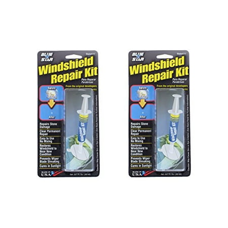 Blue-Star Fix your Windshield Do It Yourself Windshield 2 Repair Kits, Made in USA (.027 fl. (Best Glass Repair Kit)