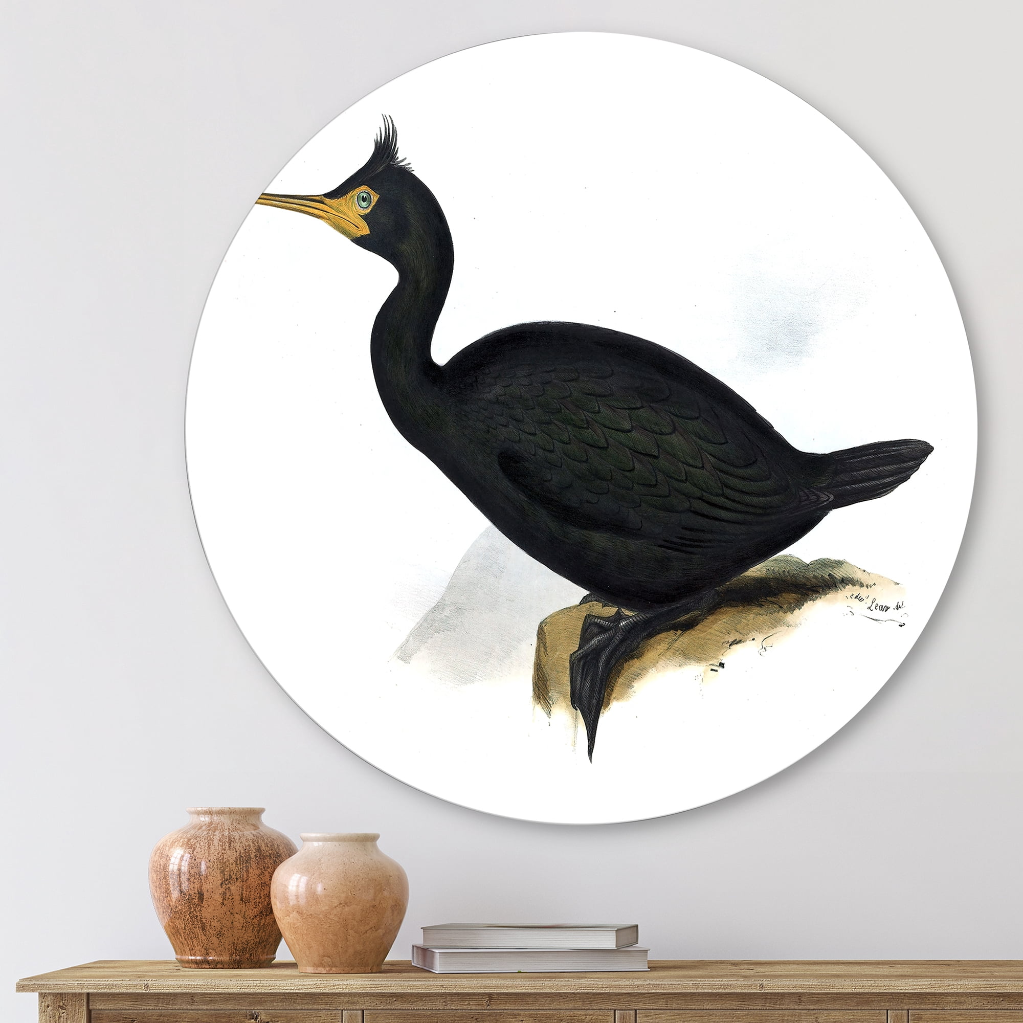 Designart 'Ancient Bird Life IV' Traditional Circle Metal Wall Art 11x11 - Disc of 11