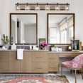 thumbnail image 2 of 6-Light Farmhouse Bathroom Vanity Light, 48.5 Inch Rustic Wall Sconce with Wood Finish and Bubble Glass, 2 of 11
