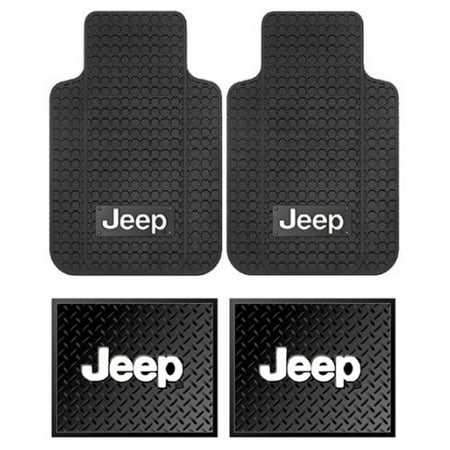 Envoy Custom Floor Mats Rear - Jeep Logo Car Truck SUV Front & Rear Seat Rubber Floor Mats - 4PC
