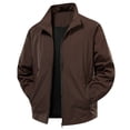 thumbnail image 1 of Tiweut Leisure Outdoor Jackets Men Long Sleeve Zip Up Lightweight Fall Solid Color Versatile Outdoor Clothes Coffee,3XL, 1 of 2