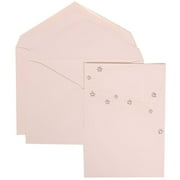 JAM Paper Wedding Invitation Set, Large, 5 1/2 x 7 3/4, Purple Flower Set, White Card with White Envelope, 100/pack