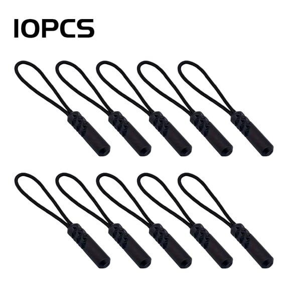 10Pcs Zipper Pulls Rope Zippers Pull End Fit Replacement Clip Suitcase Tent Backpack Zipper Cord Broken Buckle Fixer - Black
