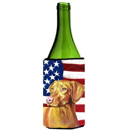 

Carolines Treasures LH9012LITERK USA American Flag with Vizsla Wine bottle sleeve Hugger 24 oz.