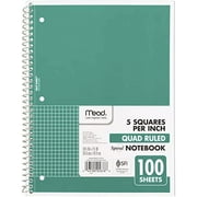 Mead Spiral Notebook, 1-Subject, Graph Ruled Paper, 10-1/2" x 8", 100 Sheets, Green (05676AC5)