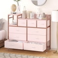 thumbnail image 6 of Jojoka 9-Drawers Dresser with Power Outlets, Metal Frame and Fabric Drawers for Bedroom, Wood Top Cabinet for Closet, Nursery, Pink, 6 of 7