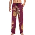 thumbnail image 4 of Men's Pajama Pants with Pockets Sleepwear Lounge Pants Stretch Casual Red Floral Japanese Flower, 4 of 7