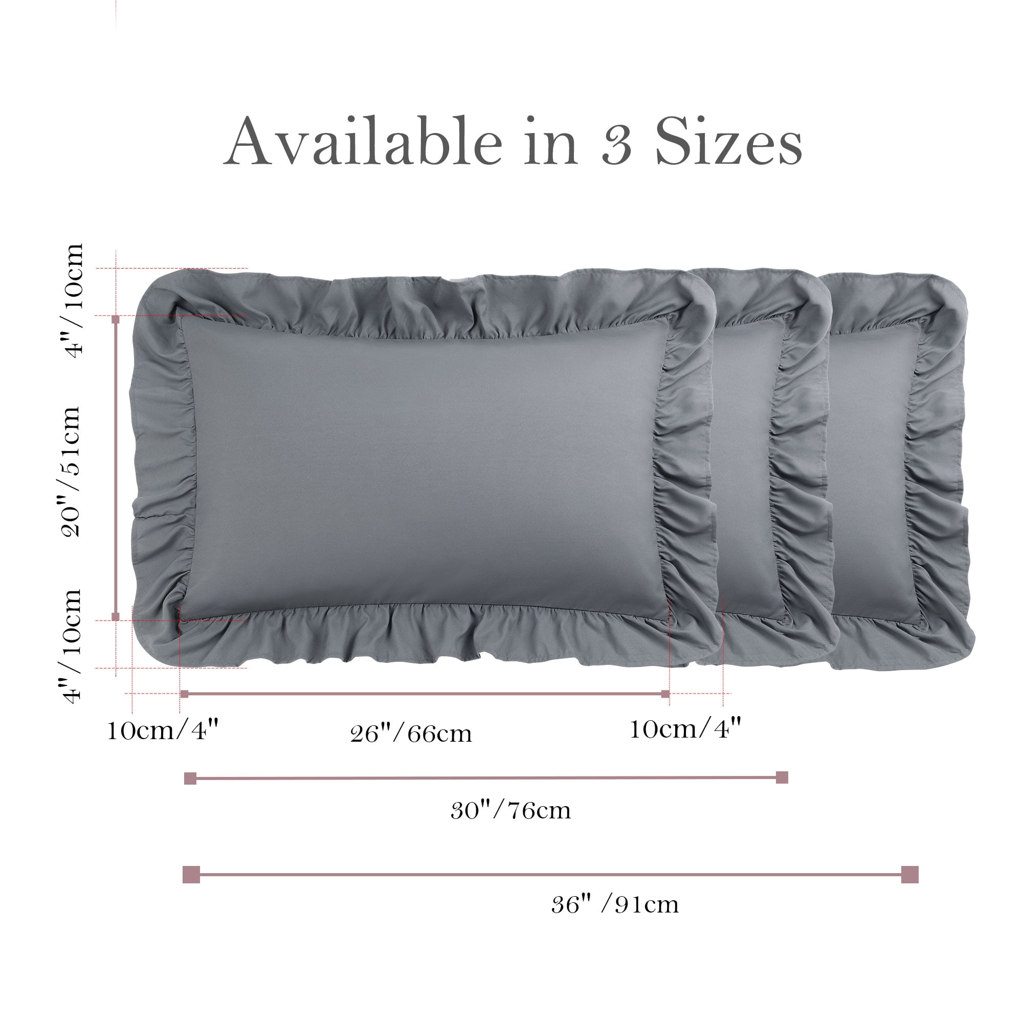 Unique Bargains Microfiber Ruffle Envelope Closure Pillowcases 2 Pcs Dark Gray King
