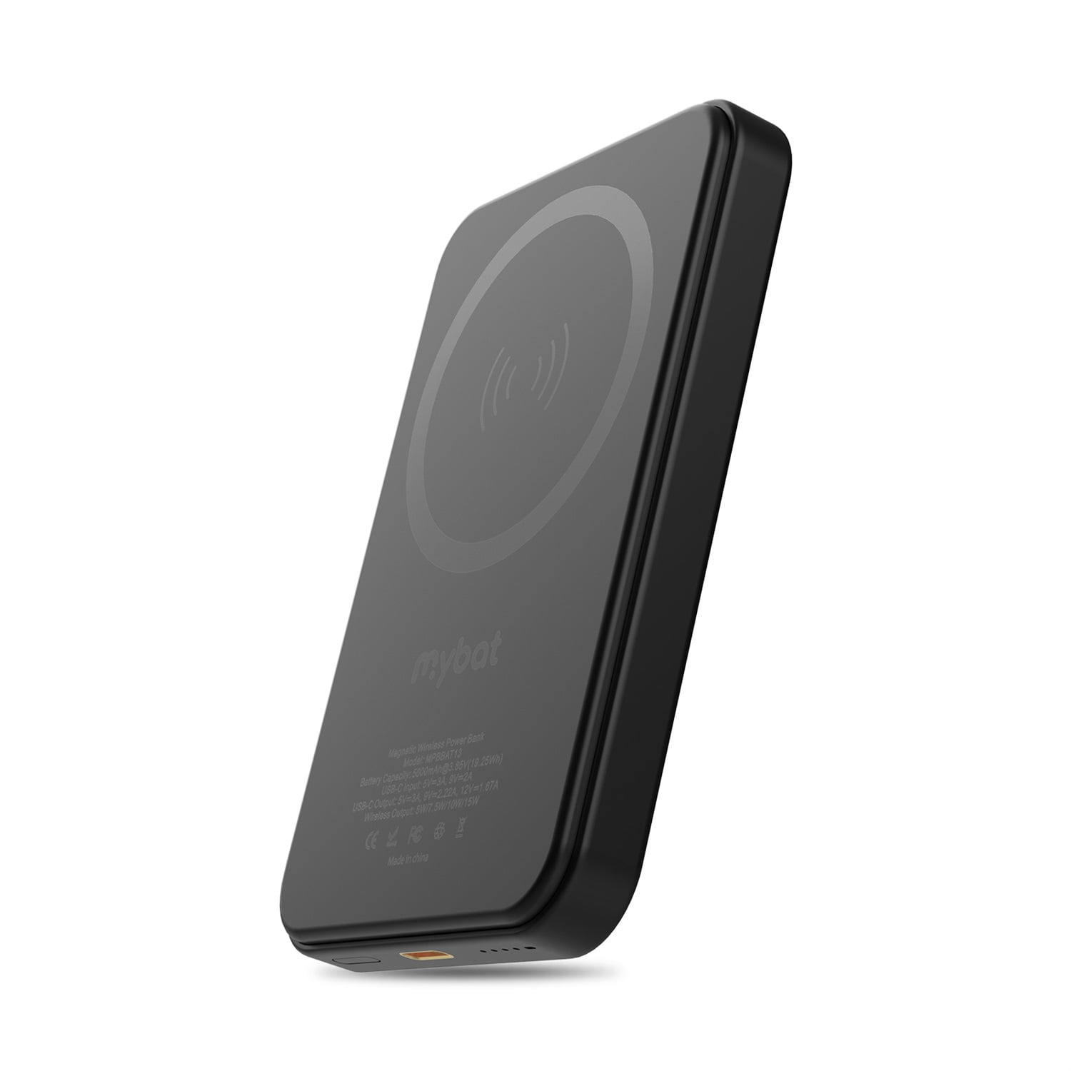 MyBat Design Lab 5000mAh Magnetic Wireless Power Bank - Black - Black Basketballs