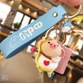 thumbnail image 1 of Super Cute Cartoon Pig Keychains Ornaments Gifts PVC Car Pendant Key Rings Accessories(Blue) Blue -, 1 of 4