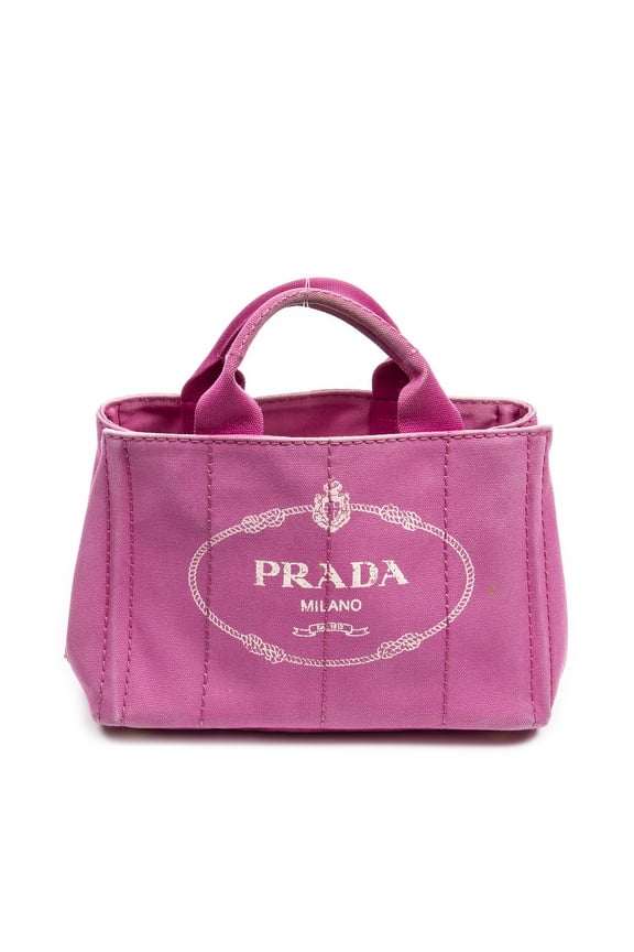 Pre-Owned Prada Pink Small Canapa Tote Handbag Canapa Canvas