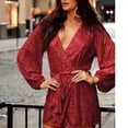 thumbnail image 6 of IROINNID Discount Semi Formal Dress for Women Long Sleeve Wrap Dress Summer Solid Color Bishop Sleeve Spicy Girl Skirt,Red, 6 of 8