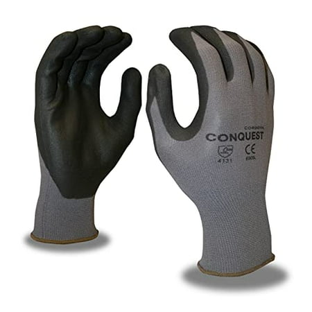 

12-Pack of Cordova 6905L Conquest Work Gloves Premium Gray Nylon/Spandex Shell Black Foam Nitrile/Pu Palm Coating Large