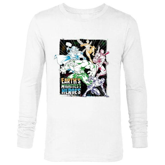 Marvel Avengers Earth’s Mightiest Heroes Team Multicolor - Long Sleeve T-Shirt for Men - Customized-White