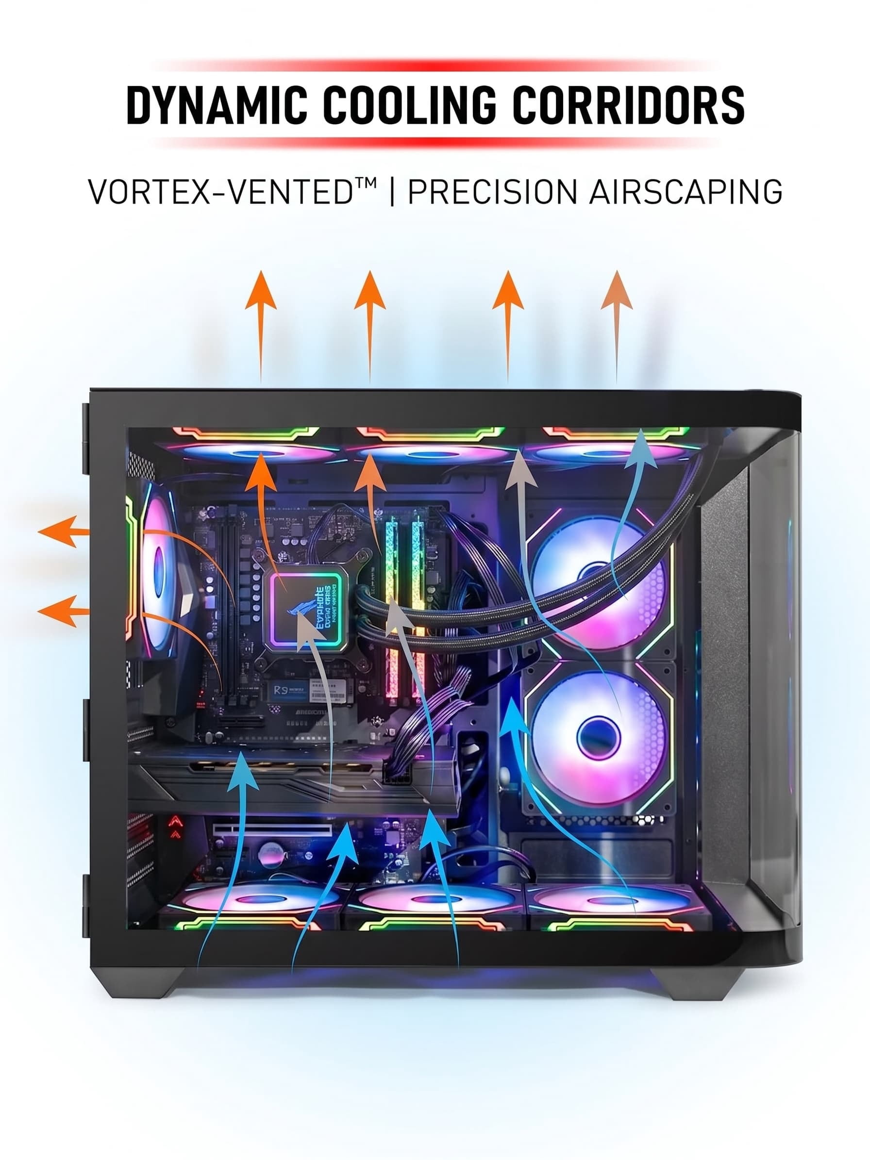 Evounic Prebuilt Gaming PC Liquid Cooled Desktop Ryzen 7 8700F RTX 4060 Ti 16GB DDR5 1TB NVMe SSD WiFi 6 Win11 9xArgb Fans Mechanical Keyboard Mouse