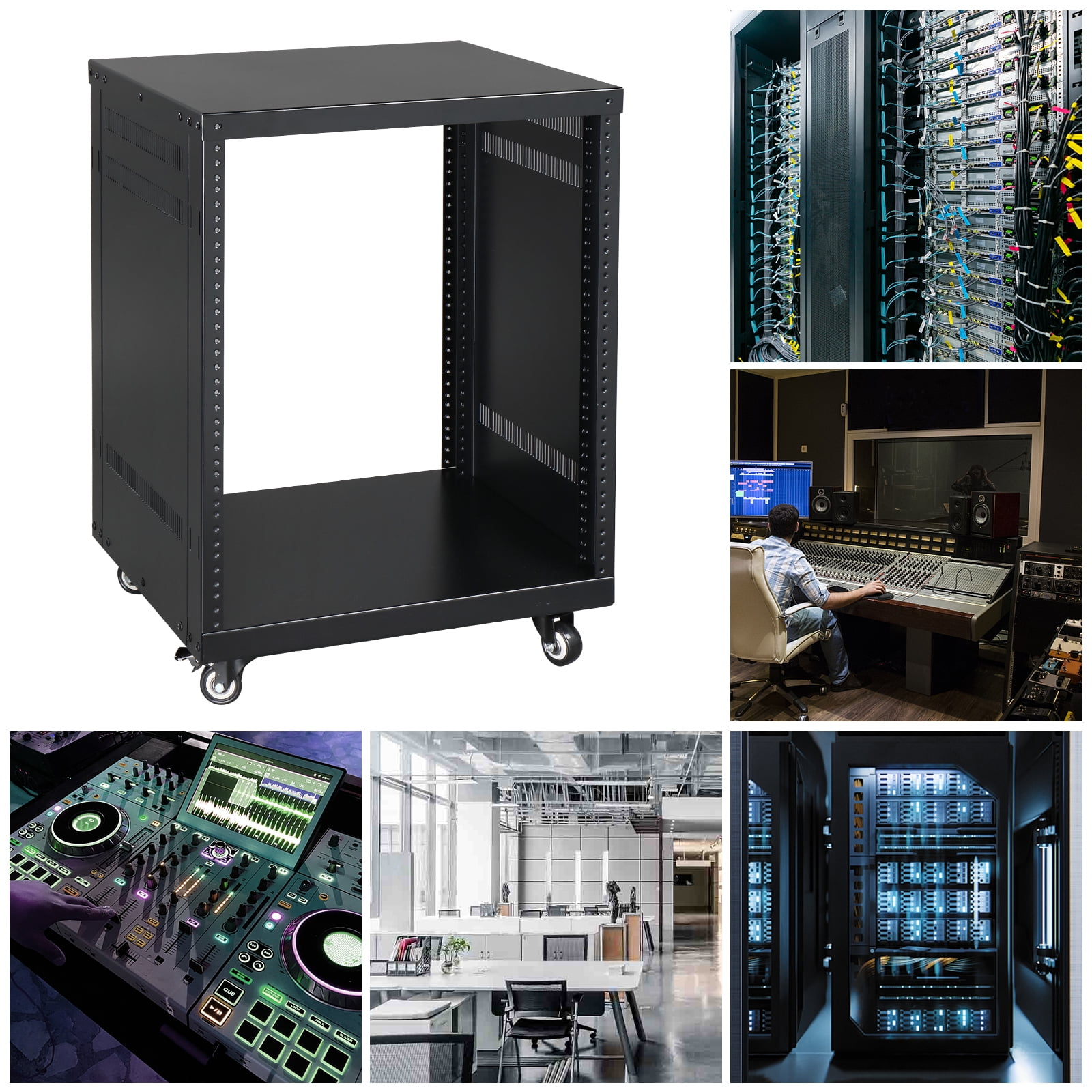 19" 12U Component Rack Cabinet DJ Equipment Cabinet for o Video Musical & IT Equipment Mounting Black