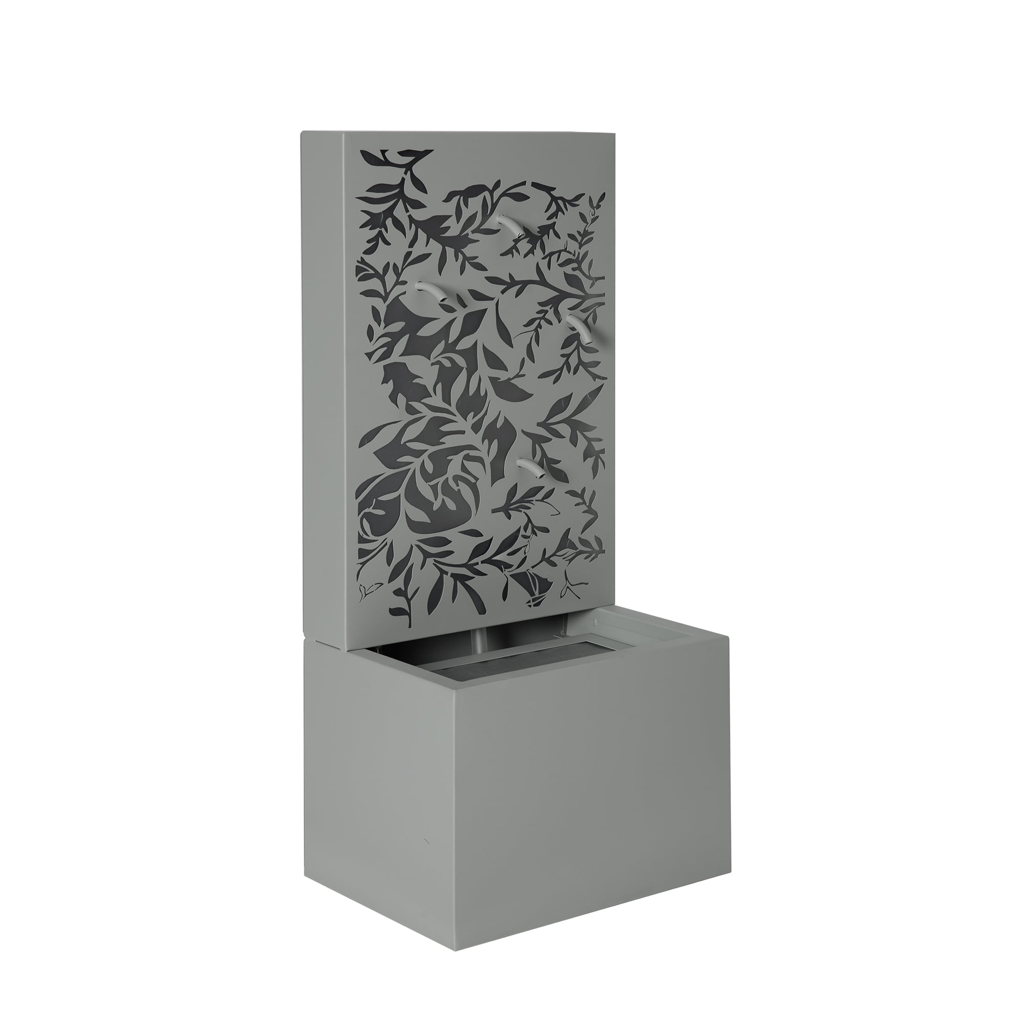 Leaf Cutout Water Wall Fountain, 30.71 Inch Light Gray Outdoor Water Decor for Patio, Light Gray