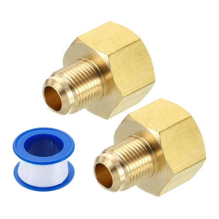 2Pack Brass Pipe Fitting, 3/8 SAE Male x 5/8 SAE Female Pipe Adapter