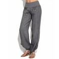 thumbnail image 2 of GZWYHT Linen Pants,Wide Leg Pants,Solid Loose Pants Casual Women Fashion Trouser Buttons Leg Cotton Wide And Plus Size Pants,Flowy Pants,High Waisted Pants,Baggy Pants,Grey,XXL, 2 of 7