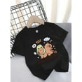 thumbnail image 1 of Camiseta informal de manga corta para niña, 95 % algodón, con estampado de capibara, ligera y transpirable, ideal para el verano., 1 of 5