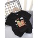 thumbnail image 1 of 95% Cotton Girls' Short Sleeve Casual T-Shirt - Cute Capybara Print, Lightweight & Breathable Summer Top for Youngsters, 1 of 5