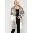 thumbnail image 1 of Long sleeves print-striped cardigan - 1XL, 1 of 1