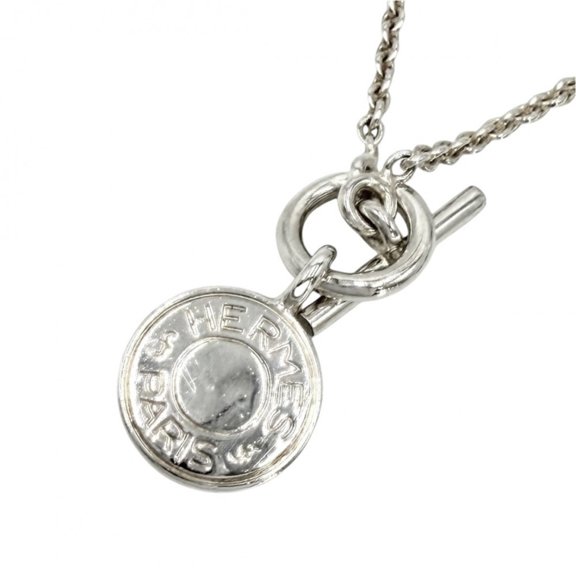 Pre-Owned Hermes necklace for women, Sellier Amulette H Ex-Libris pendant, jewelry accessory,...