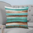 thumbnail image 4 of 18x18 Pillow Covers Set of 2, Turquoise Brown Throw Pillow Covers Decorative Couch Cushion Case, Watercolor Modern Abstract Striped Microfiber Square Pillowcases for Bedroom Car Living Room, 4 of 7
