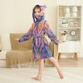 thumbnail image 4 of FORMRS Niños Bathrobe Unisex Hooded Robe Soft Plush Pajamas Sleepwear, Size 4-6T, Light Purple Flowers, 4 of 7