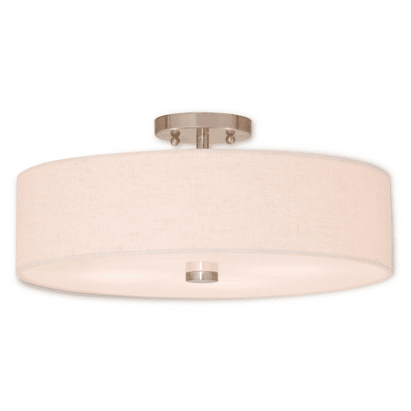 

Brushed Nickel Tone Finish Semi Flush Steel Material Medium Base 8 Long 4 Light Fixture