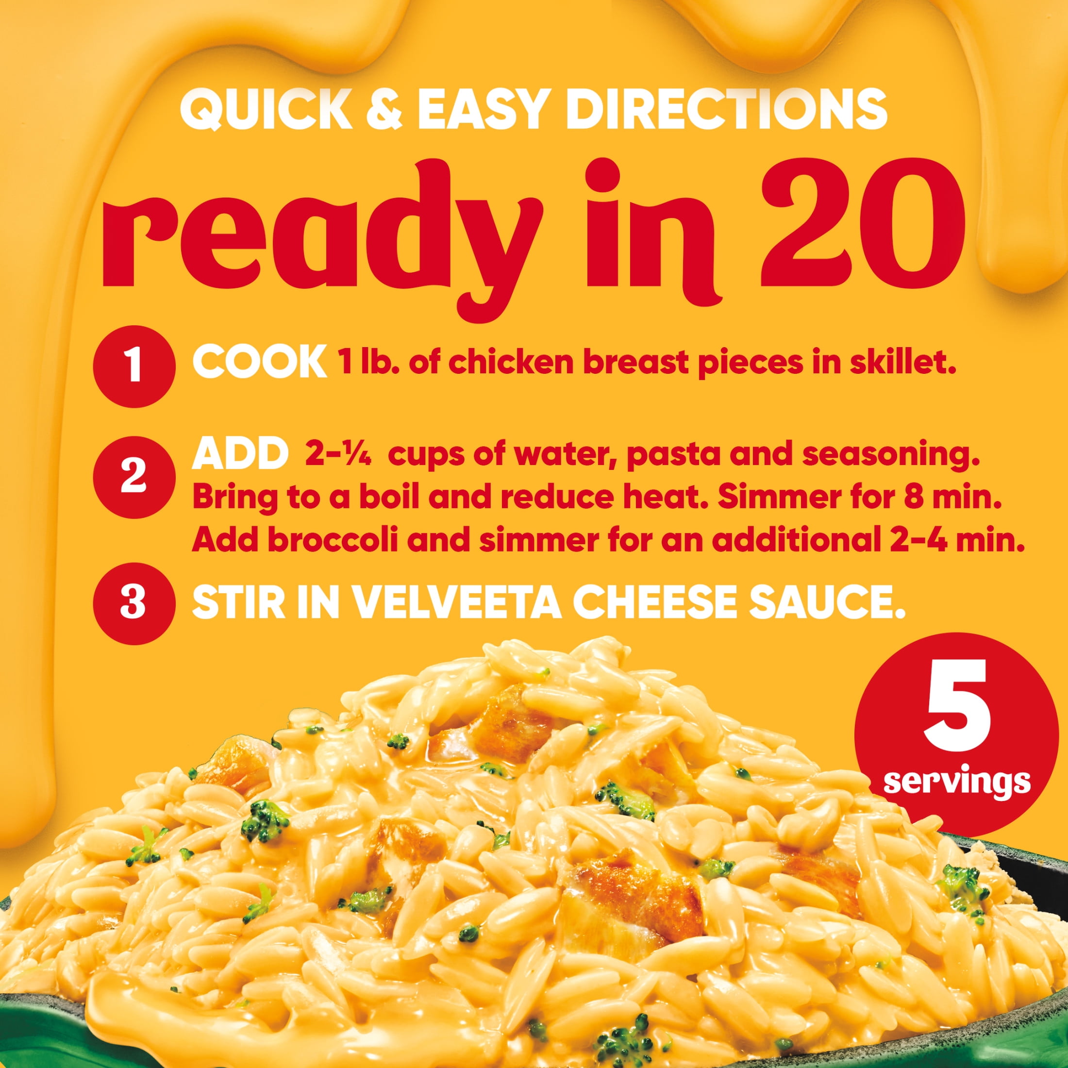 Velveeta Skillets Chicken Pasta Dinner Kit with Broccoli & Orzo, 13.6 oz Box