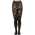 thumbnail image 4 of ToBeInStyle Women's Spandex Sheer Pantyhose w/ Woven Floral Design - Black, 4 of 7