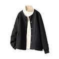 thumbnail image 4 of SuDongPo Warm Coat for Women Solid Color Long Sleeve Half Zipper Button Pocket Baseball Jackets Plus Size Loose Casual Outerwear Fall Winter Fashion 2024 Ladies Soft Jackets, 4 of 4
