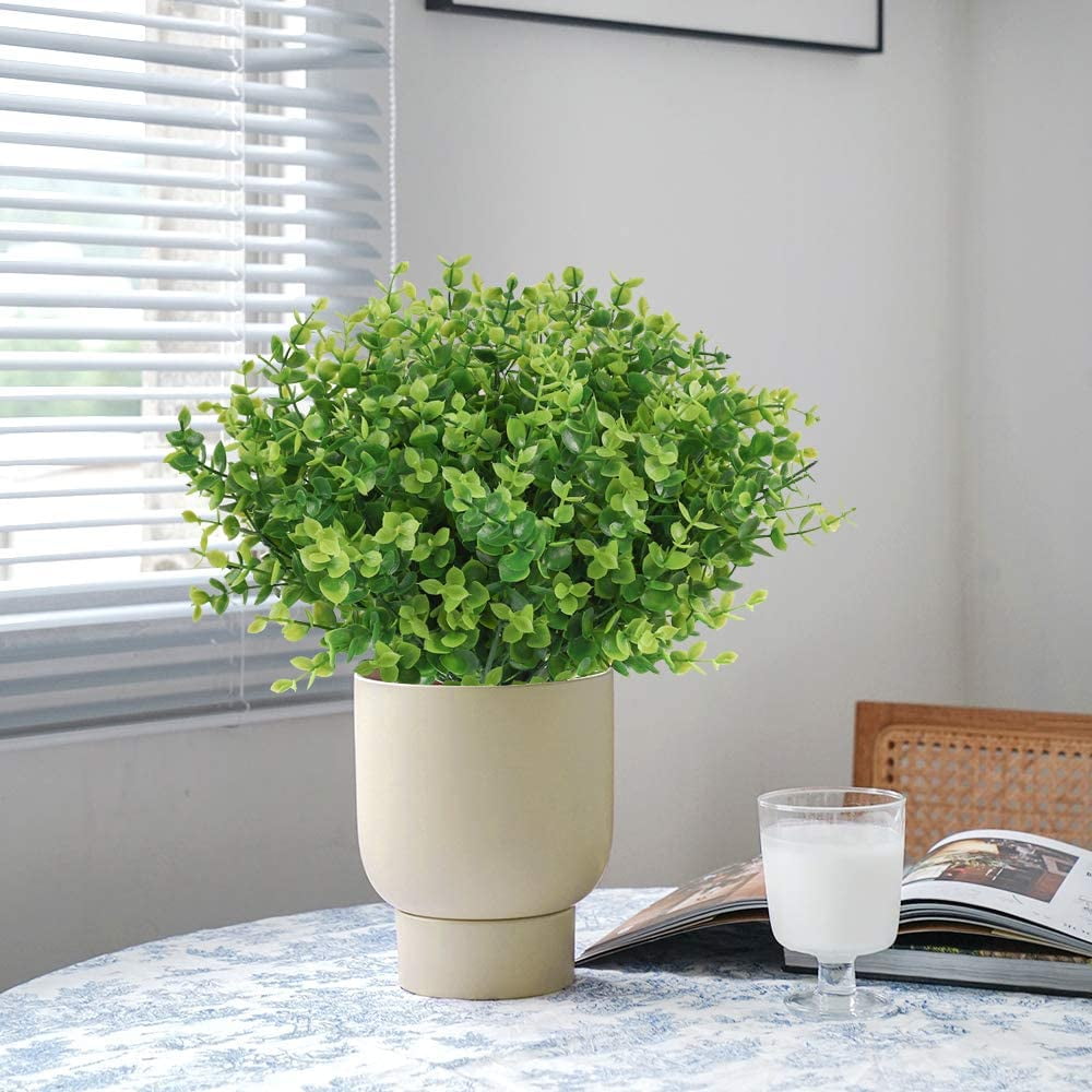 Morttic 12 Bundles Artificial Boxwood Stems Faux Plants Grass UV Resistant Fake Greenery Plastic Shrubs for Indoor Outdoor Window Home Garden Decoration